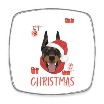Dobermann Frohe Weihnachten - Viereckiger Kühlschrankmagnet - Weiß - Vorne
