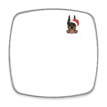 Dobermann Frohe Weihnachten - Viereckiger Kühlschrankmagnet - Weiß - Vorne