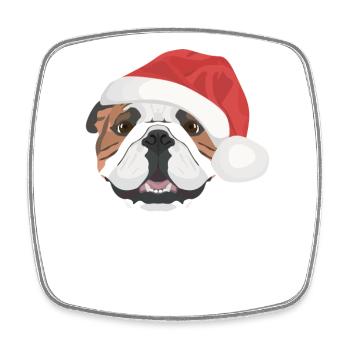 Englische Bulldogge Frohe Weihnachten - Viereckiger Kühlschrankmagnet - Weiß - Vorne