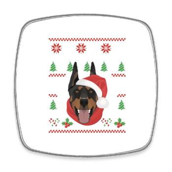 Dobermann Frohe Weihnachten - Viereckiger Kühlschrankmagnet - Weiß - Vorne