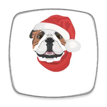 Bouledogue anglais Joyeux Noël - Magnet carré - blanc - Devant