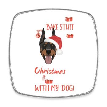 Dobermann Frohe Weihnachten - Viereckiger Kühlschrankmagnet - Weiß - Vorne