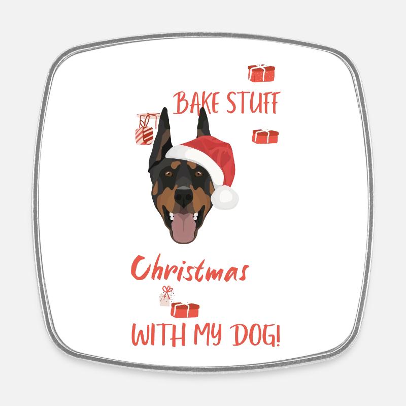Doberman Joyeux Noël - Magnet carré - blanc