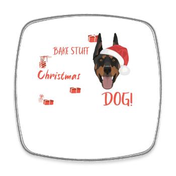 Dobermann Frohe Weihnachten - Viereckiger Kühlschrankmagnet - Weiß - Vorne