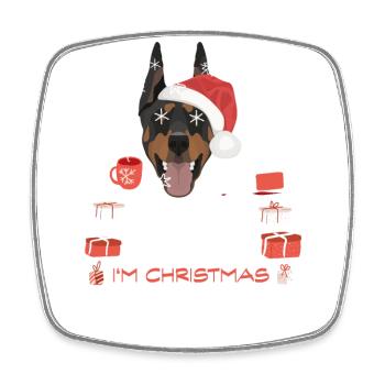 Marché de Noël Doberman - Magnet carré - blanc - Devant