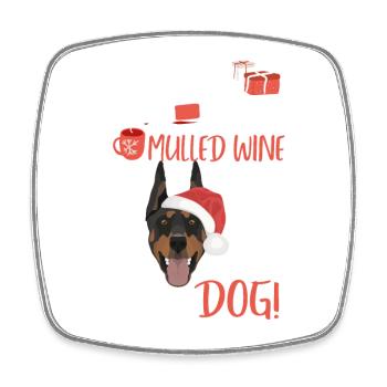 Dobermann Glühwein Weihnachten - Viereckiger Kühlschrankmagnet - Weiß - Vorne