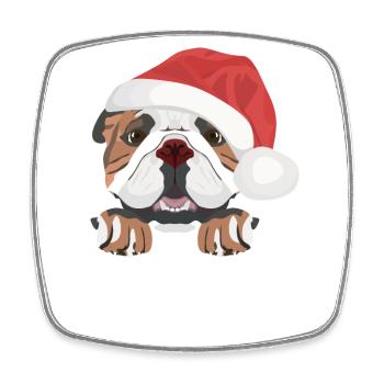 Englische Bulldogge Frohe Weihnachten - Viereckiger Kühlschrankmagnet - Weiß - Vorne