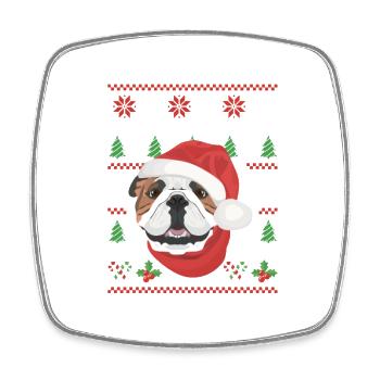 Englische Bulldogge Frohe Weihnachten - Viereckiger Kühlschrankmagnet - Weiß - Vorne