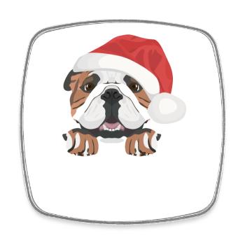 English Bulldog Merry Christmas - Square fridge magnet - white - Front