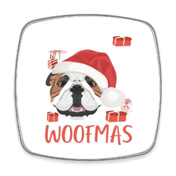 Englische Bulldogge Frohe Weihnachten - Viereckiger Kühlschrankmagnet - Weiß - Vorne