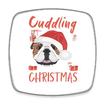 English Bulldog Merry Christmas - Square fridge magnet - white - Front