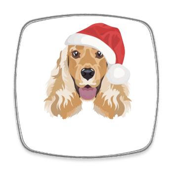 Deutsch Cocker Spaniel Joyeux Noël - Magnet carré - blanc - Devant