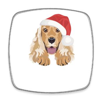 English Cocker Spaniel Frohe Weihnachten - Viereckiger Kühlschrankmagnet - Weiß - Vorne