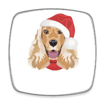 English Cocker Spaniel Frohe Weihnachten - Viereckiger Kühlschrankmagnet - Weiß - Vorne