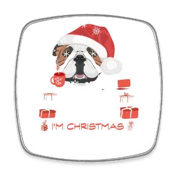 Englische Bulldogge Weihnachtsmarkt - Viereckiger Kühlschrankmagnet - Weiß - Vorne