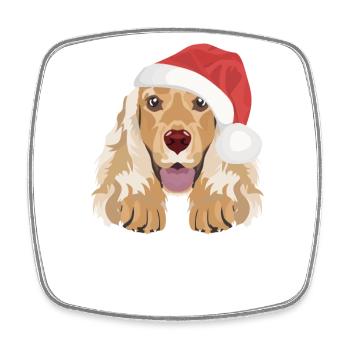 English Cocker Spaniel Frohe Weihnachten - Viereckiger Kühlschrankmagnet - Weiß - Vorne
