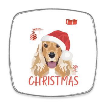 Deutsch Cocker Spaniel Joyeux Noël - Magnet carré - blanc - Devant