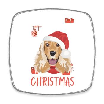 Deutsch Cocker Spaniel Joyeux Noël - Magnet carré - blanc - Devant