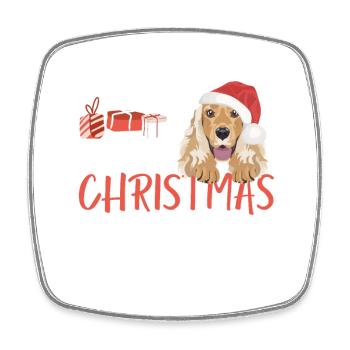 English Cocker Spaniel Frohe Weihnachten - Viereckiger Kühlschrankmagnet - Weiß - Vorne