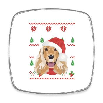 English Cocker Spaniel Frohe Weihnachten - Viereckiger Kühlschrankmagnet - Weiß - Vorne