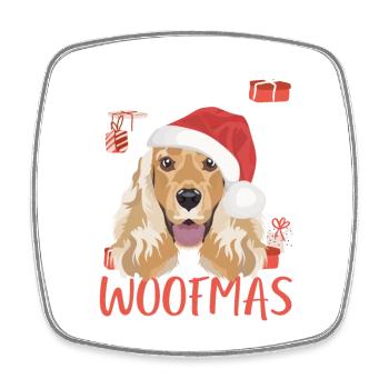 Deutsch Cocker Spaniel Joyeux Noël - Magnet carré - blanc - Devant