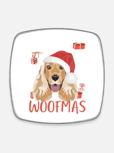 Deutsch Cocker Spaniel Merry Christmas - Square fridge magnet - white