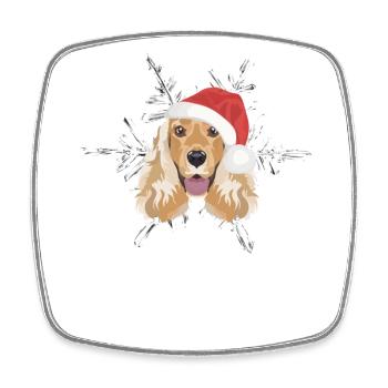 Deutsch Cocker Spaniel Joyeux Noël - Magnet carré - blanc - Devant