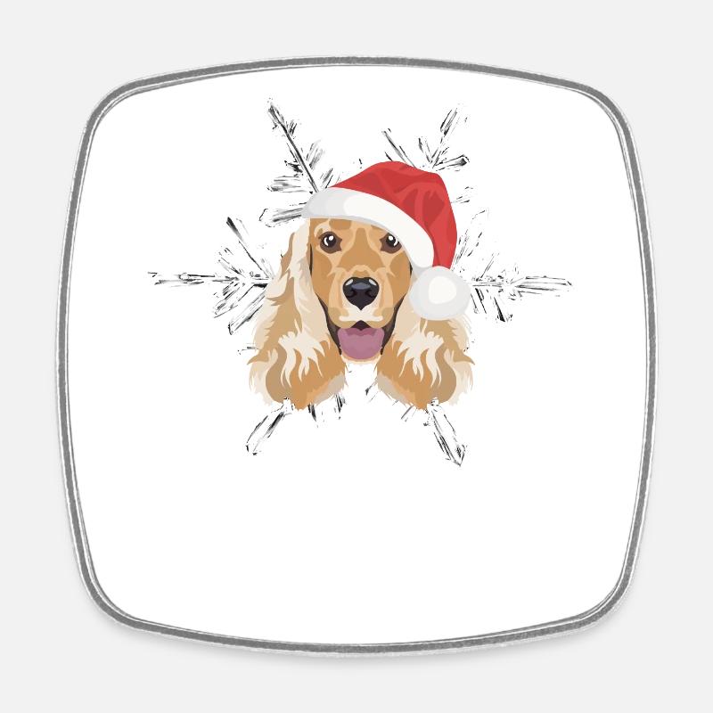 Deutsch Cocker Spaniel Merry Christmas - Square fridge magnet - white
