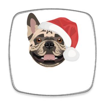 Français Bulldog Joyeux Noël - Magnet carré - blanc - Devant