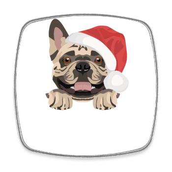 Français Bulldog Joyeux Noël - Magnet carré - blanc - Devant