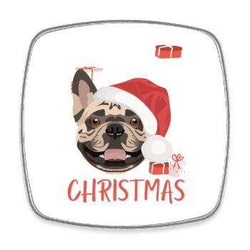 Français Bulldog Joyeux Noël - Magnet carré - blanc - Devant