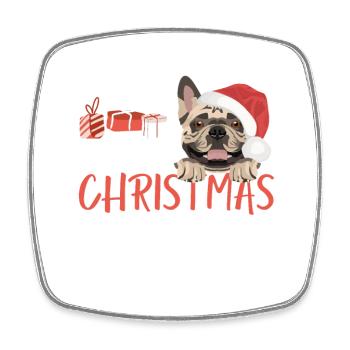 Français Bulldog Joyeux Noël - Magnet carré - blanc - Devant