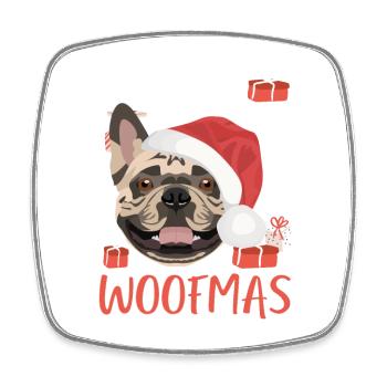 Français Bulldog Joyeux Noël - Magnet carré - blanc - Devant