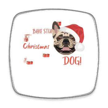 Français Bulldog Joyeux Noël - Magnet carré - blanc - Devant