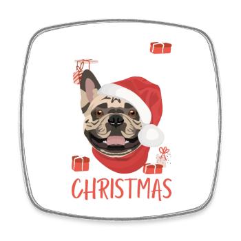 Français Bulldog Joyeux Noël - Magnet carré - blanc - Devant