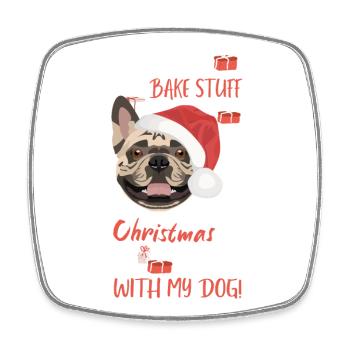 Français Bulldog Joyeux Noël - Magnet carré - blanc - Devant