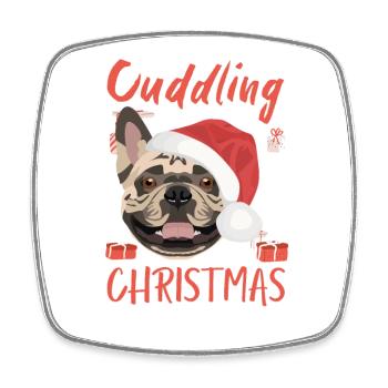 Français Bulldog Joyeux Noël - Magnet carré - blanc - Devant