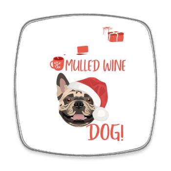 Français Bulldog vin chaud de Noël - Magnet carré - blanc - Devant