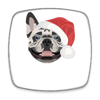 Français Bulldog Joyeux Noël - Magnet carré - blanc - Devant