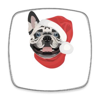 Français Bulldog Joyeux Noël - Magnet carré - blanc - Devant