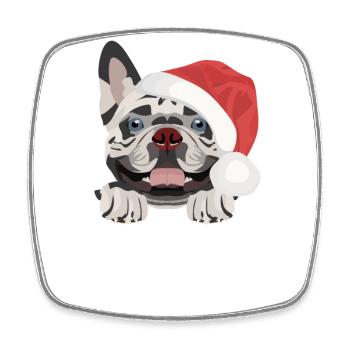 Français Bulldog Joyeux Noël - Magnet carré - blanc - Devant