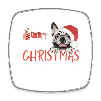 Français Bulldog Joyeux Noël - Magnet carré - blanc - Devant