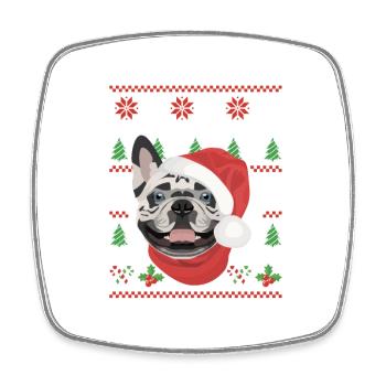 Français Bulldog Joyeux Noël - Magnet carré - blanc - Devant