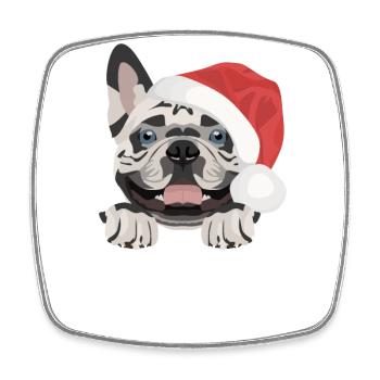 Français Bulldog Joyeux Noël - Magnet carré - blanc - Devant