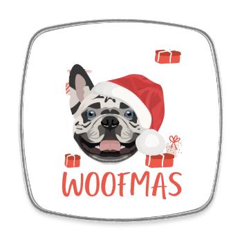 Français Bulldog Joyeux Noël - Magnet carré - blanc - Devant