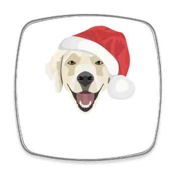 Golden Retriever Merry Christmas - Square fridge magnet - white - Front
