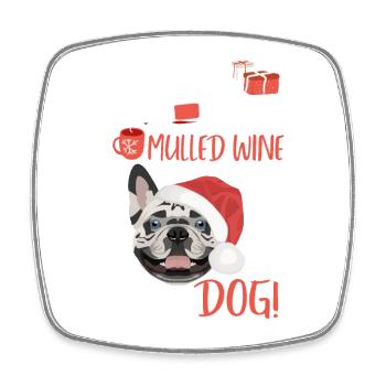 Français Bulldog vin chaud de Noël - Magnet carré - blanc - Devant
