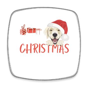 Golden Retriever Merry Christmas - Square fridge magnet - white - Front