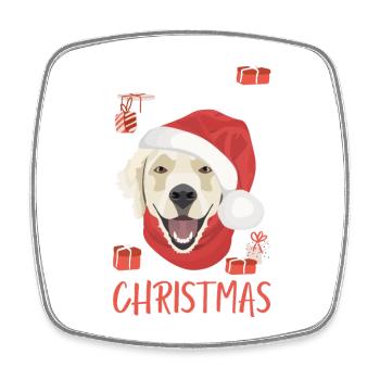 Golden Retriever Merry Christmas - Square fridge magnet - white - Front