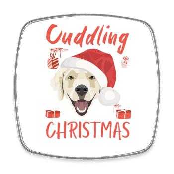 Golden Retriever Merry Christmas - Square fridge magnet - white - Front